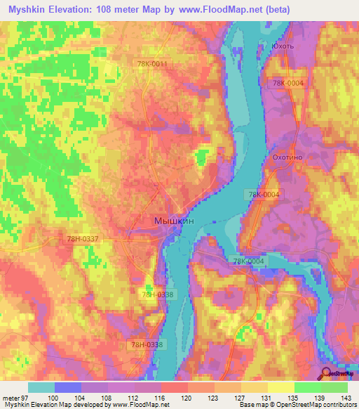 Myshkin,Russia Elevation Map