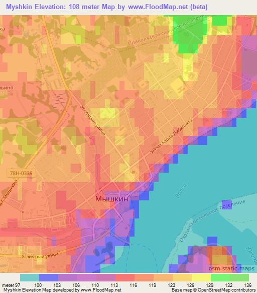 Myshkin,Russia Elevation Map