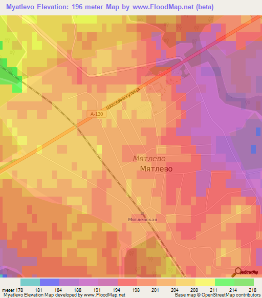 Myatlevo,Russia Elevation Map