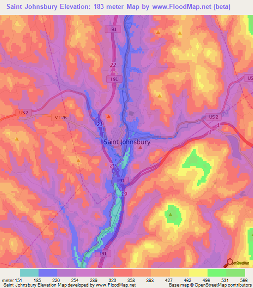 Saint Johnsbury,US Elevation Map