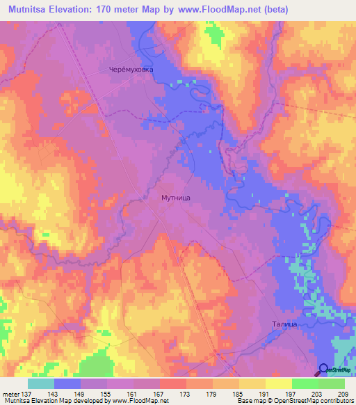 Mutnitsa,Russia Elevation Map