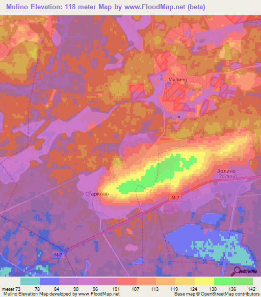 Mulino,Russia Elevation Map