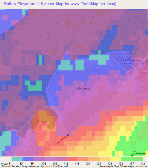 Mulino,Russia Elevation Map