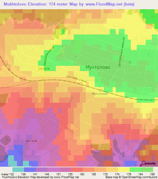 Mukhtolovo,Russia Elevation Map