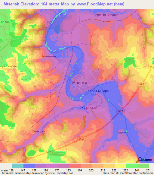 Mtsensk,Russia Elevation Map