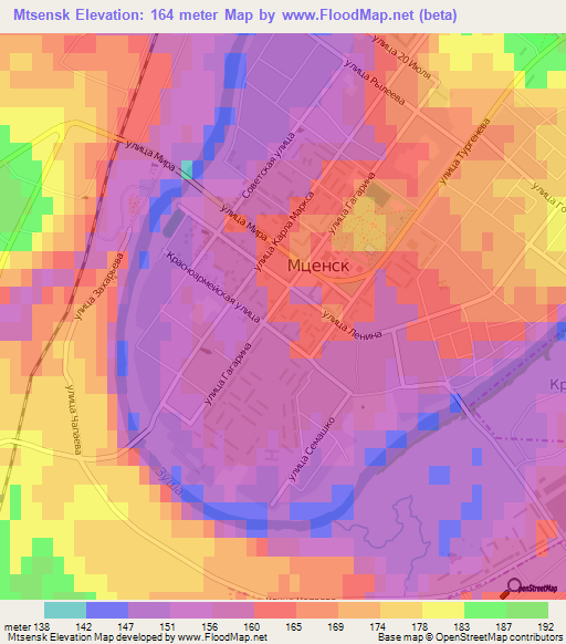 Mtsensk,Russia Elevation Map