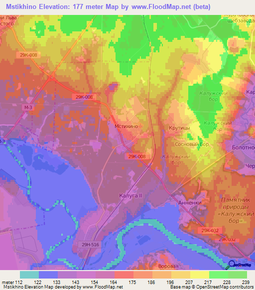 Mstikhino,Russia Elevation Map