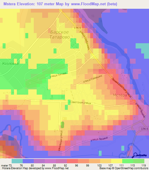 Mstera,Russia Elevation Map