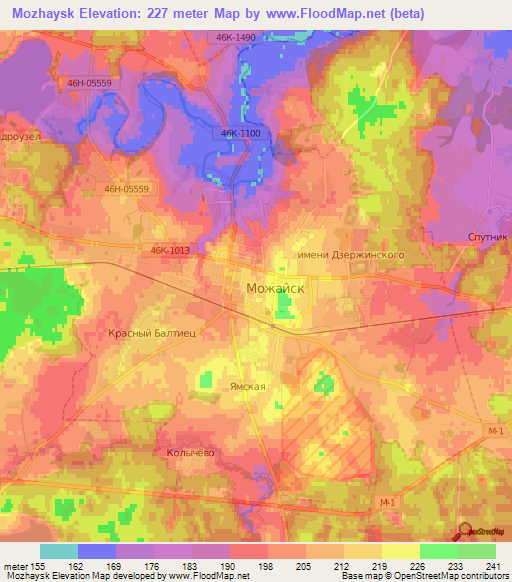 Mozhaysk,Russia Elevation Map