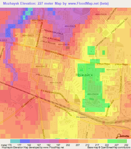 Mozhaysk,Russia Elevation Map