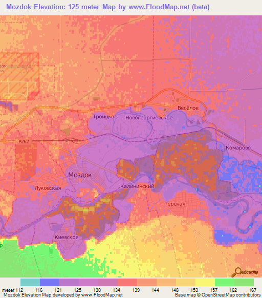 Mozdok,Russia Elevation Map