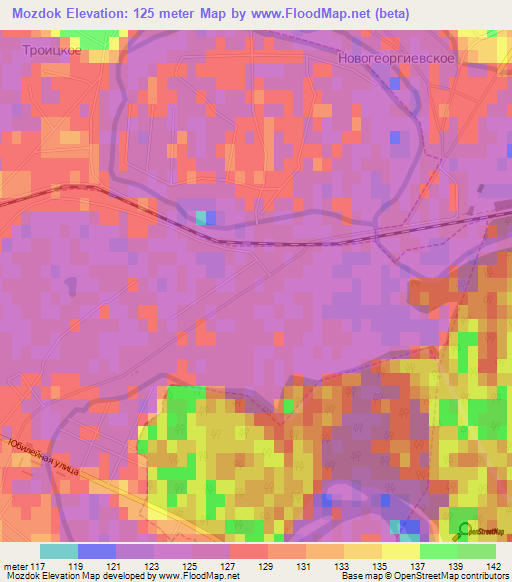 Mozdok,Russia Elevation Map