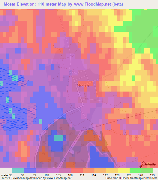 Mosta,Russia Elevation Map