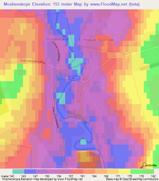 Moshenskoye,Russia Elevation Map