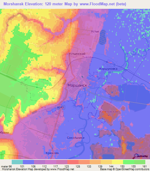 Elevation of Morshansk,Russia Elevation Map, Topography, Contour