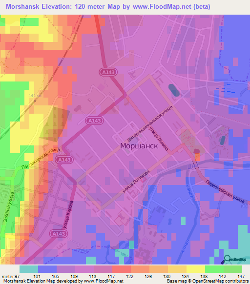 Morshansk,Russia Elevation Map