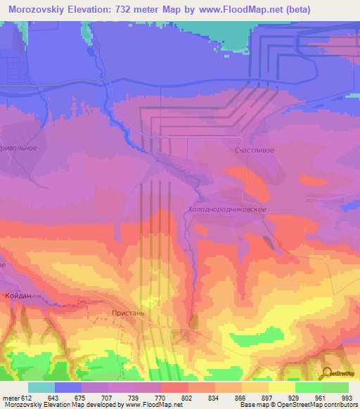 Morozovskiy,Russia Elevation Map