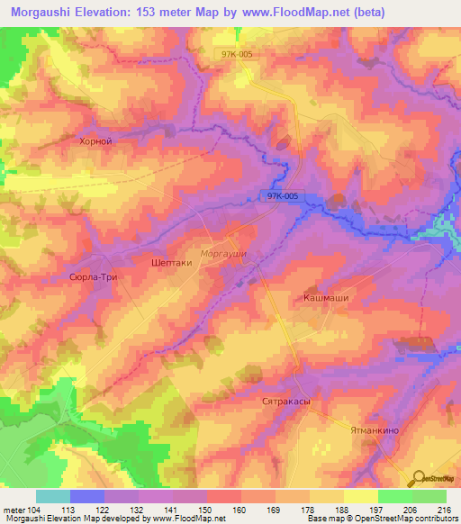 Morgaushi,Russia Elevation Map