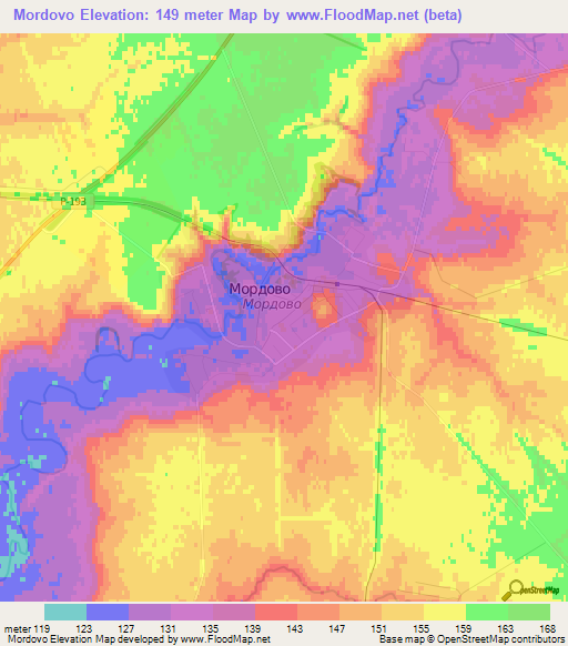 Mordovo,Russia Elevation Map