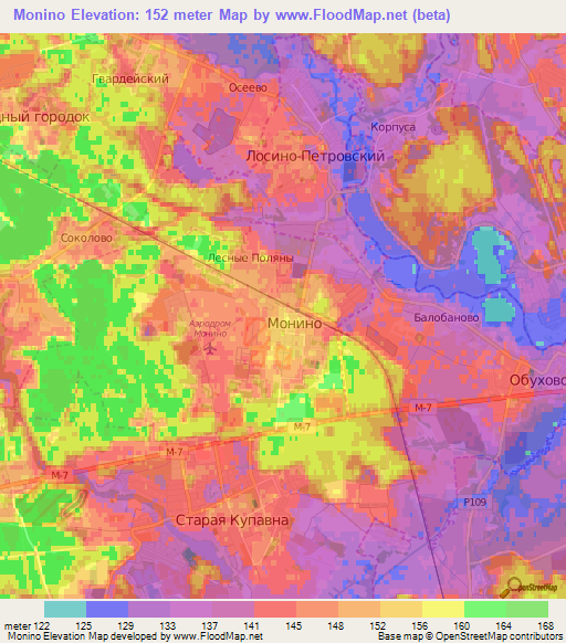 Monino,Russia Elevation Map