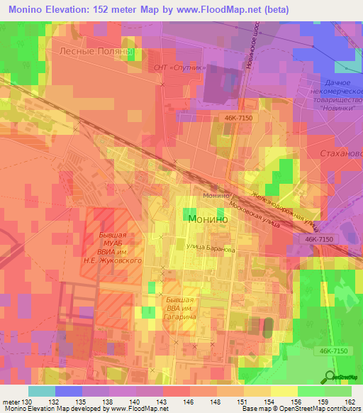 Monino,Russia Elevation Map
