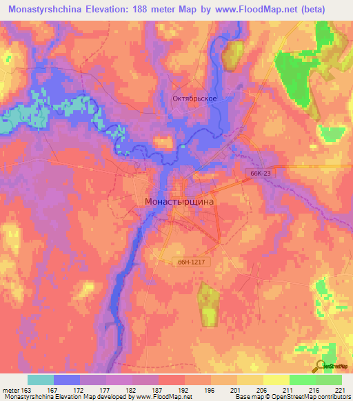 Monastyrshchina,Russia Elevation Map