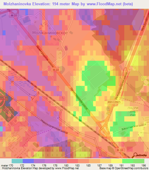 Molzhaninovka,Russia Elevation Map