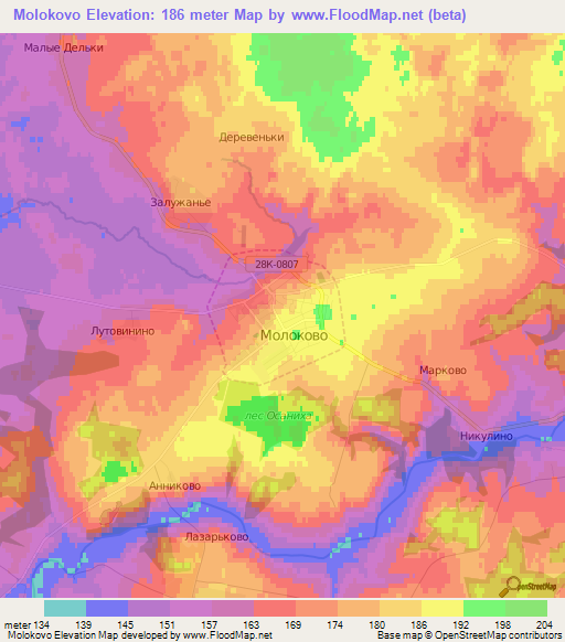 Molokovo,Russia Elevation Map