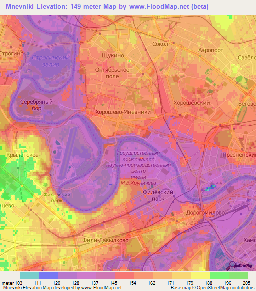 Mnevniki,Russia Elevation Map