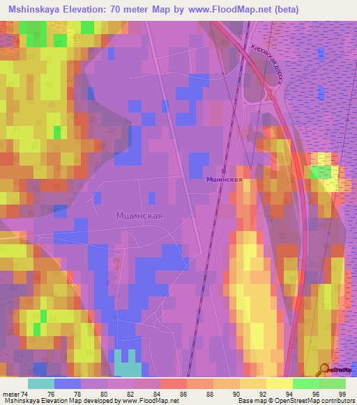 Mshinskaya,Russia Elevation Map