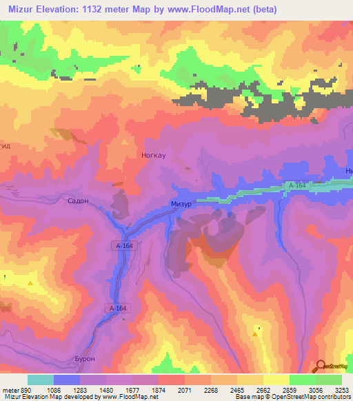 Mizur,Russia Elevation Map