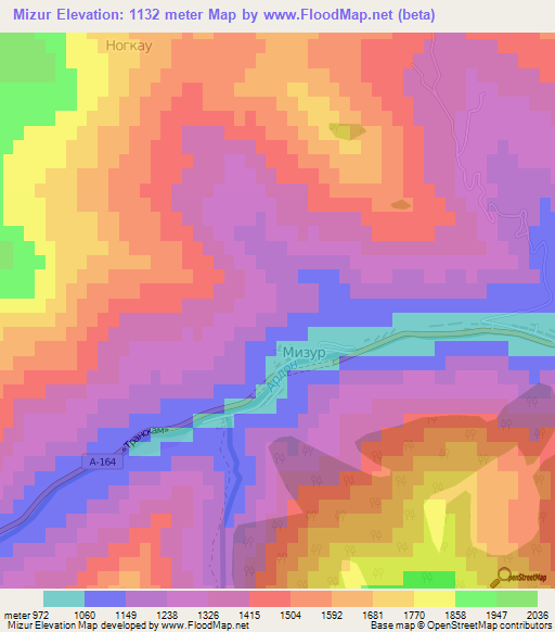 Mizur,Russia Elevation Map