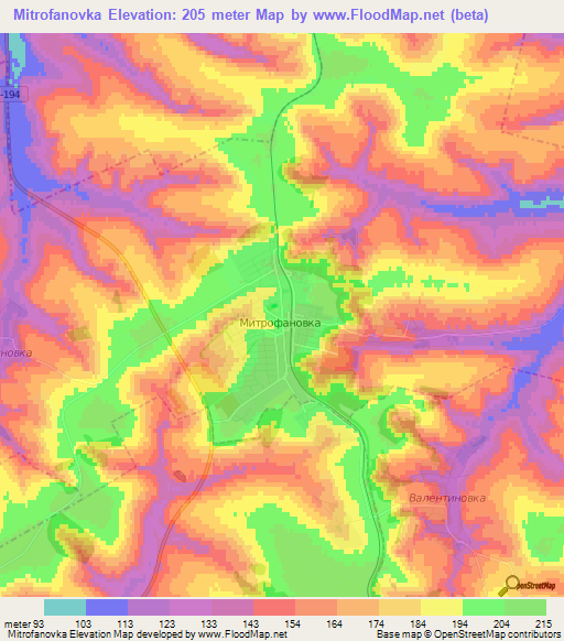 Mitrofanovka,Russia Elevation Map