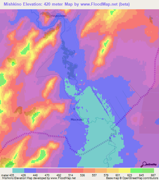 Mishkino,Russia Elevation Map