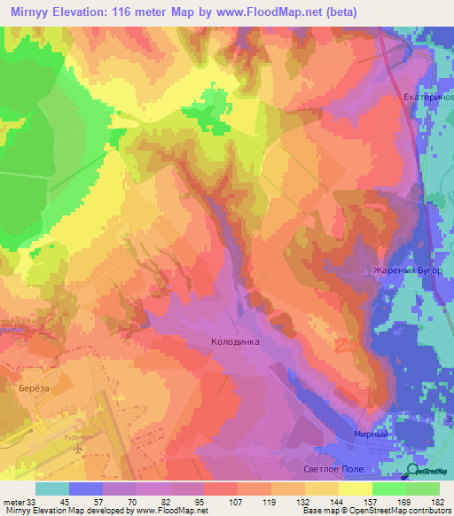 Mirnyy,Russia Elevation Map