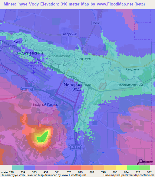 Mineral'nyye Vody,Russia Elevation Map