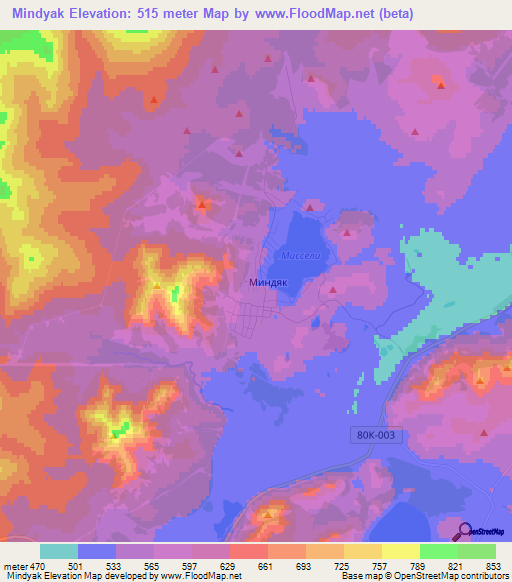 Mindyak,Russia Elevation Map