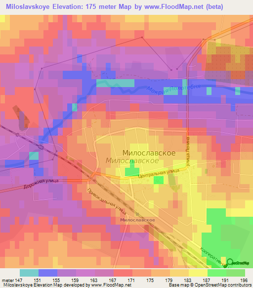 Miloslavskoye,Russia Elevation Map
