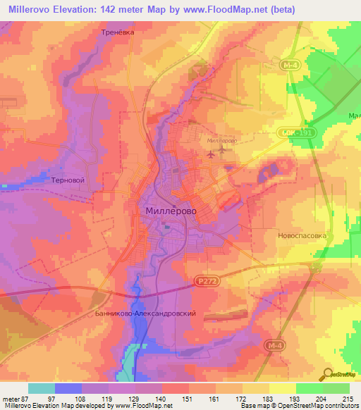 Millerovo,Russia Elevation Map