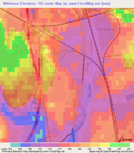 Mikhnevo,Russia Elevation Map