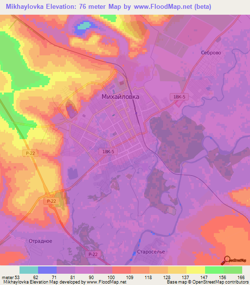 Mikhaylovka,Russia Elevation Map