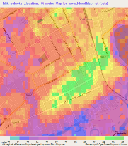 Mikhaylovka,Russia Elevation Map