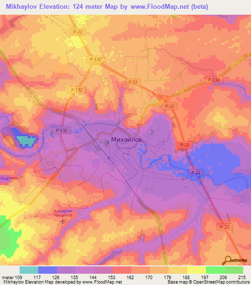 Mikhaylov,Russia Elevation Map