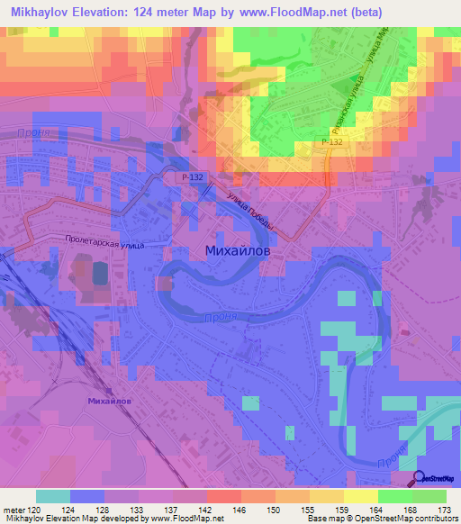 Mikhaylov,Russia Elevation Map