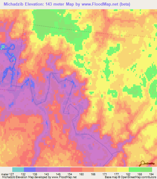 Michadzib,Russia Elevation Map