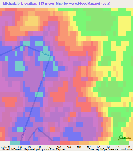 Michadzib,Russia Elevation Map