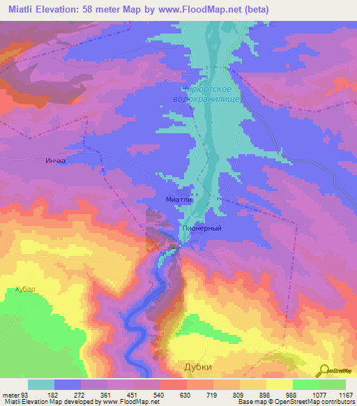 Miatli,Russia Elevation Map