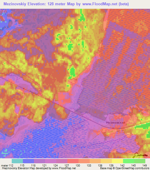 Mezinovskiy,Russia Elevation Map