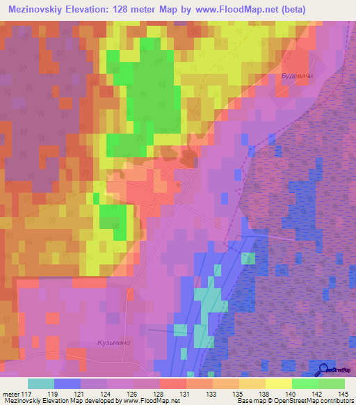Mezinovskiy,Russia Elevation Map