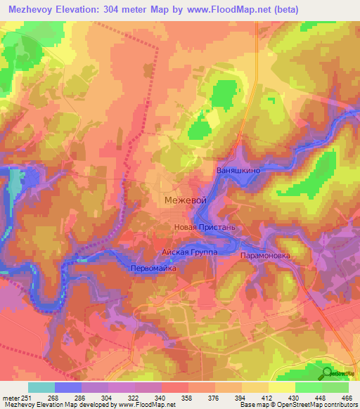 Mezhevoy,Russia Elevation Map